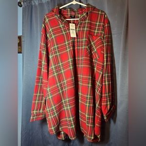 Woman’s plus size plaid pajama shirt